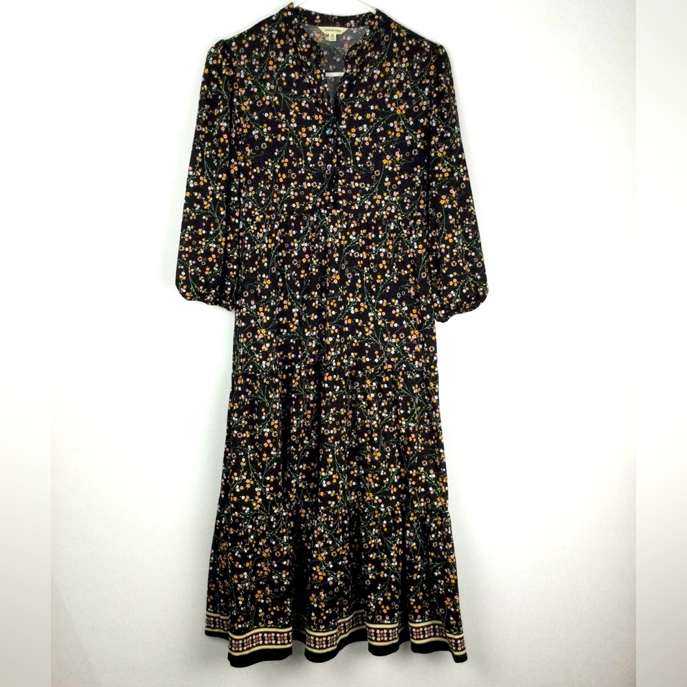 Max Studio Floral Black Dress womens size XS
